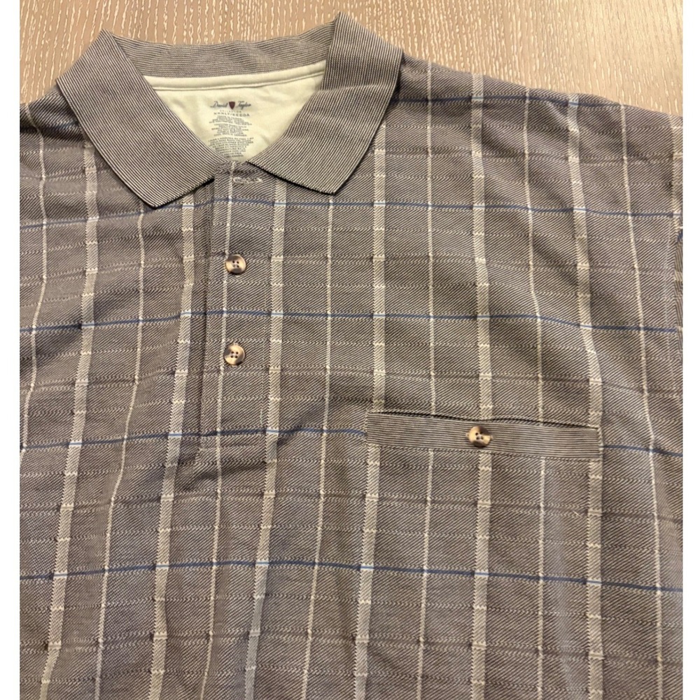 David Taylor Mens 3XLT Polo Shirt Brown Plaid Short Sleeve Big & Tall NWT